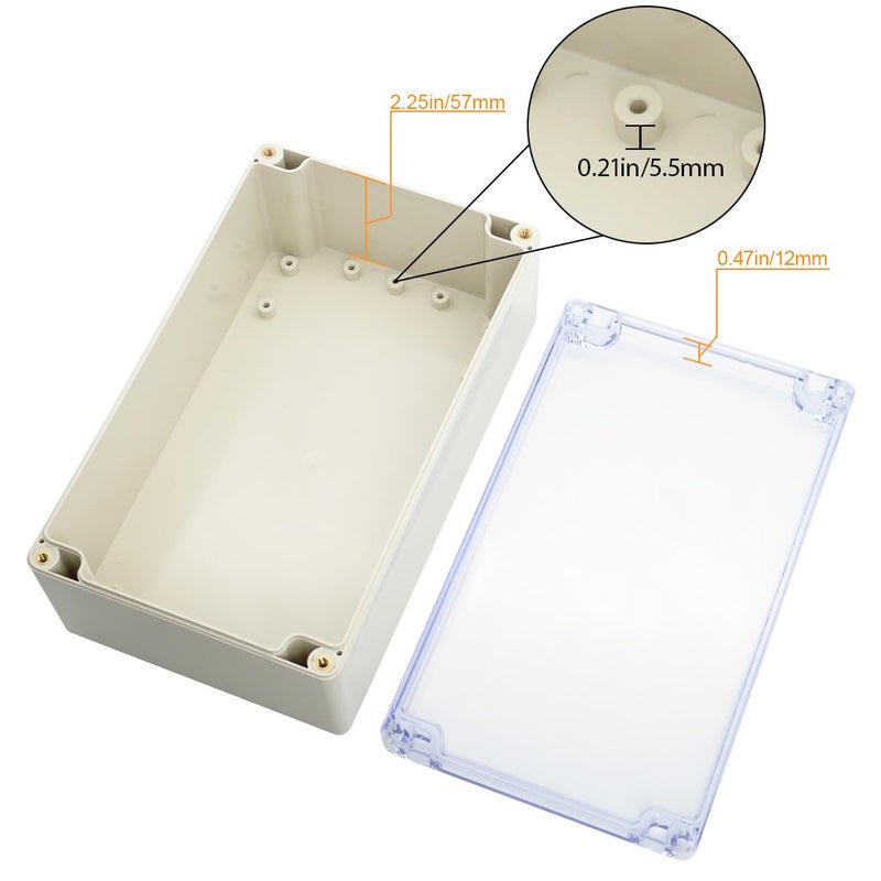 LeMotech ABS Plastic Junction Box Dustproof Waterproof IP65 Electrical Enclosure Box Universal Project Enclosure Grey with PC Transparent Clear Cover 7.9 x4.7 x2.9 inch(200 x120 x75 mm) - Image 4